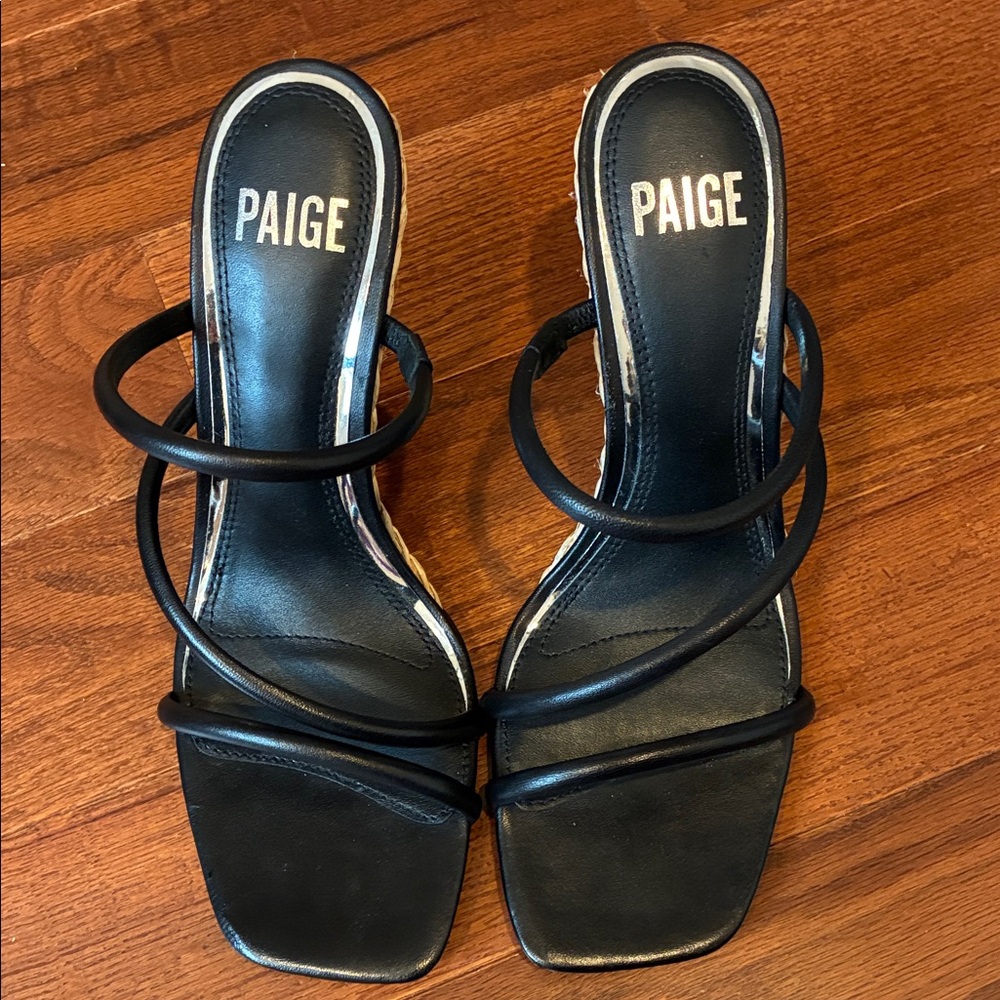 PAIGE Black Strappy Heels - Never worn!